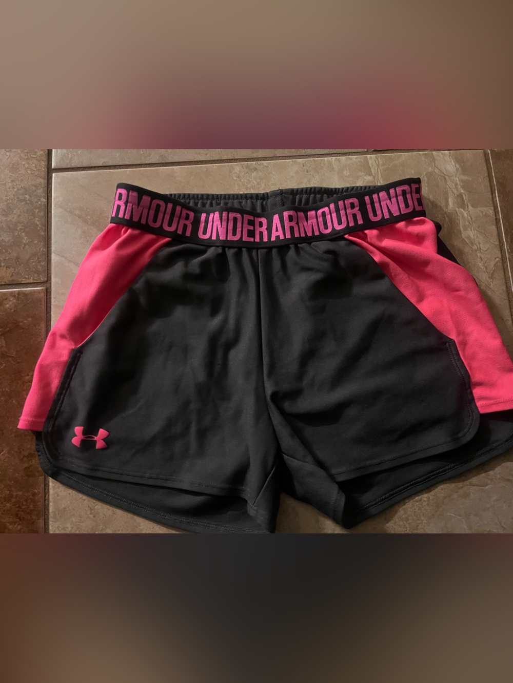 Under Armour Black with Pink Trim kids Athletic Shorts XS